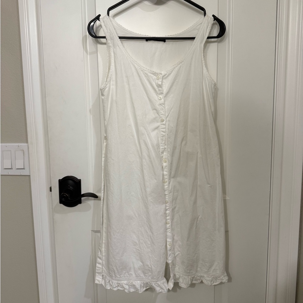 Brandy Melville White Button Up Ruffle Dress